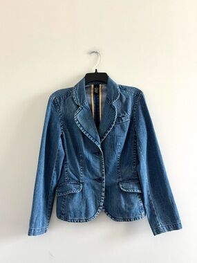 VTG KIKIT Denim Jacket Tailored Stretch Womens M 90s Y2K Boho Western Cowgirl